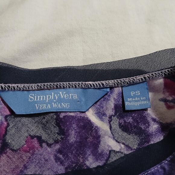 Simply Vera Vera Wang SP Sleeveless Fit-n-Flare V Neck Floral dress Knee-Length - Picture 2 of 15